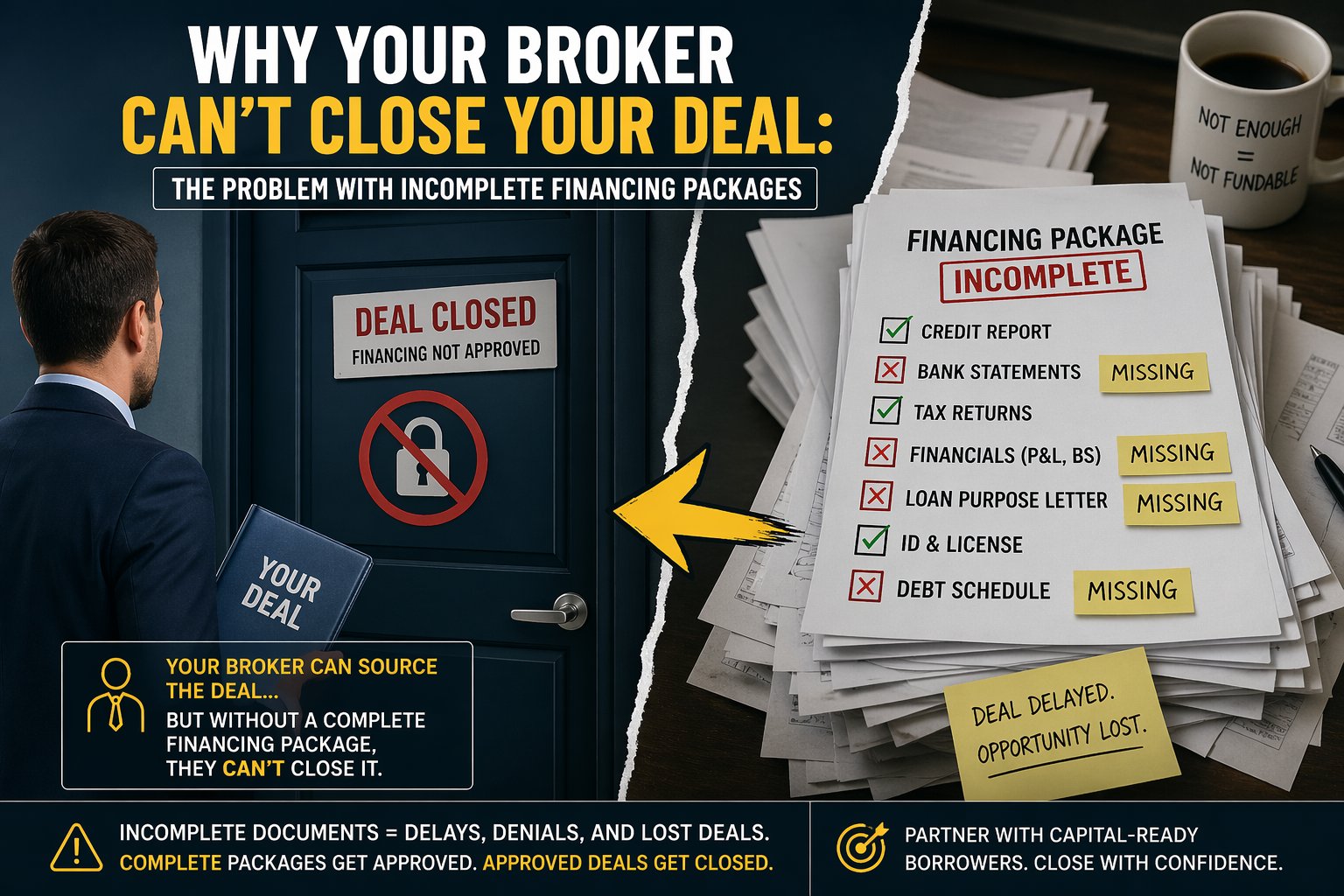 Why Your Broker Can’t Close Your Deal: The Problem With Incomplete Financing Packages